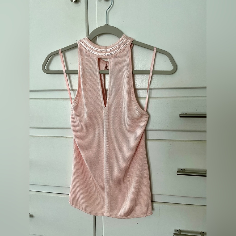 White House Black Market braided Pink Halter Top size small - Picture 3 of 10